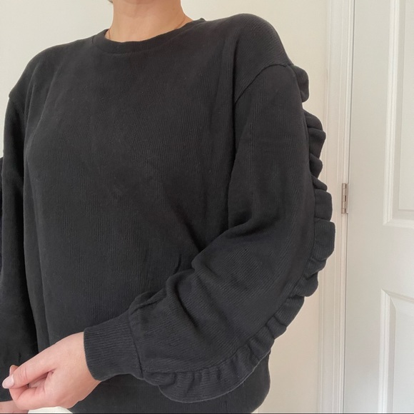 *a new day*  Ruffle Trim Long Sleeve Knit Top - Picture 2 of 10
